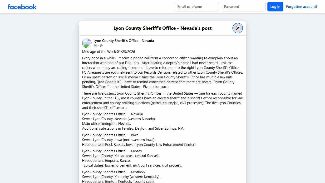 Message of the... - Lyon County Sheriff's Office - Nevada Facebook